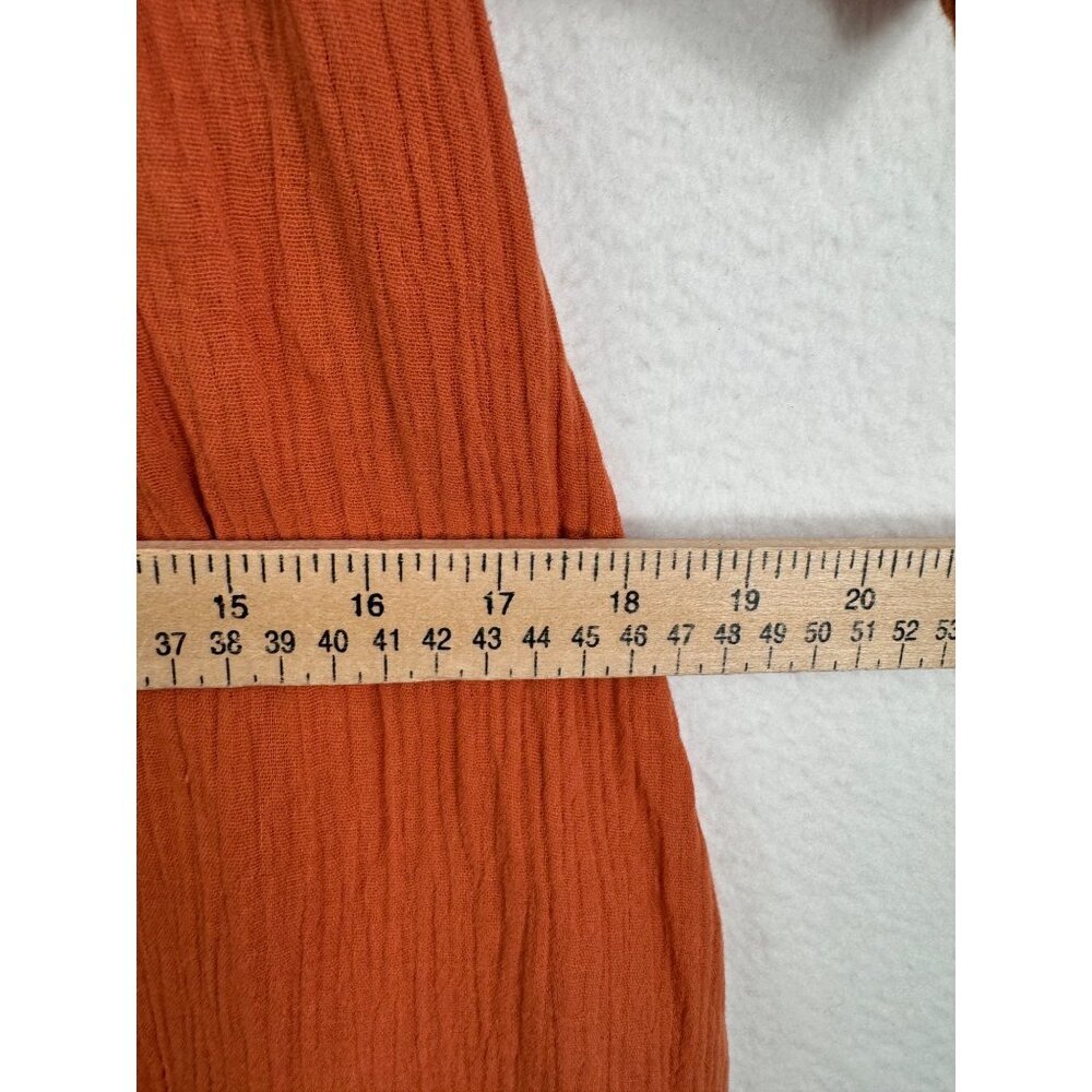 Lulus Rust Orange Off shoulder gauzy tiered midi dress sz M‎ - Picture 7 of 11